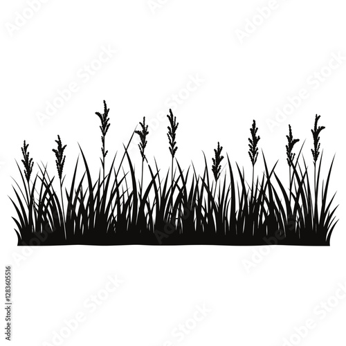 Grass bush art illustration silhouette vector