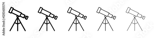 Telescope icon set in different stroke sizes