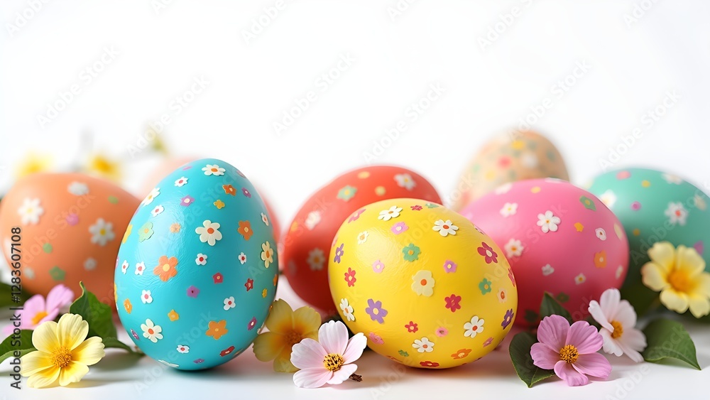Easter Eggs Colorful Background, Festive Spring Design Easter Eggs Colorful Background, Festive Spring Design