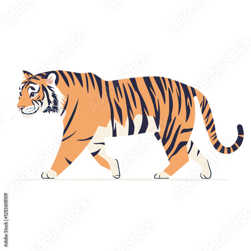 Tiger walking illustration wildlife animal vector