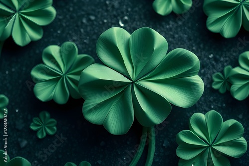 Repeating Seamless vector pattern of four-leaf clover shamrock. St Patrick’s Day, Paddy Day celebration, Day of luck, Irish heritage month, party decor, scrapbooking, textile, wrapping