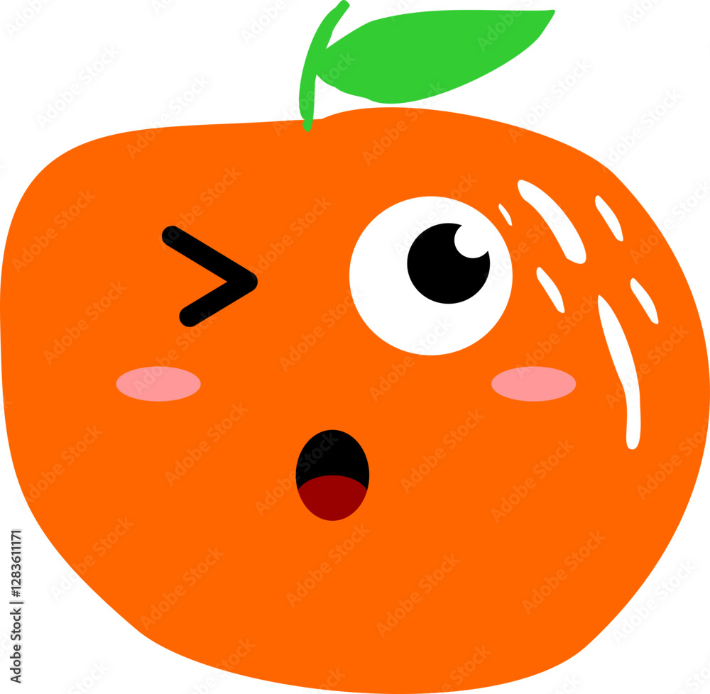 Cute Orange Fruit Character with Various Facial Expressions – Kawaii Emoji Style Cute Orange Fruit Character with Various Facial Expressions – Kawaii Emoji Style