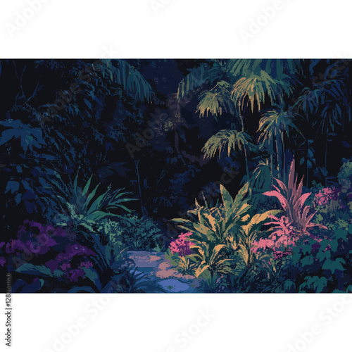 Jungle illustration vegetation plants vector