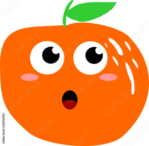 Cute Orange Fruit Character with Various Facial Expressions – Kawaii Emoji Style