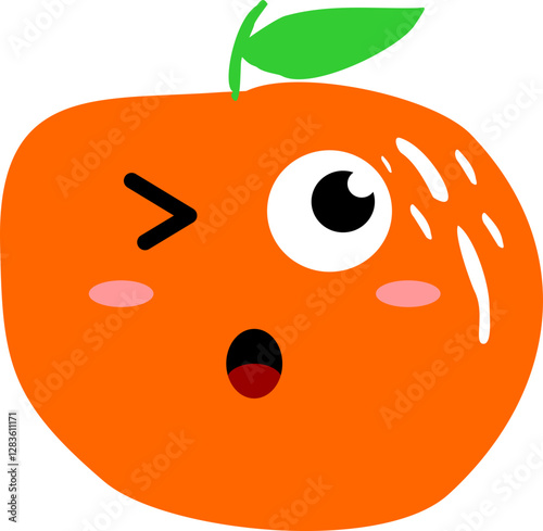 Cute Orange Fruit Character with Various Facial Expressions – Kawaii Emoji Style
