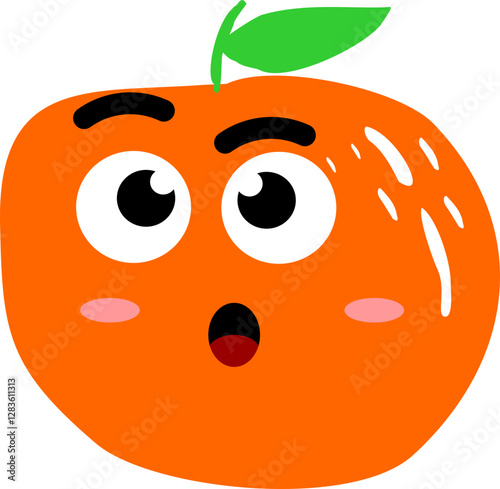 Cute Orange Fruit Character with Various Facial Expressions – Kawaii Emoji Style