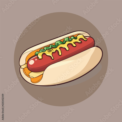 hot dog cartoon illustration vector icon sticker
