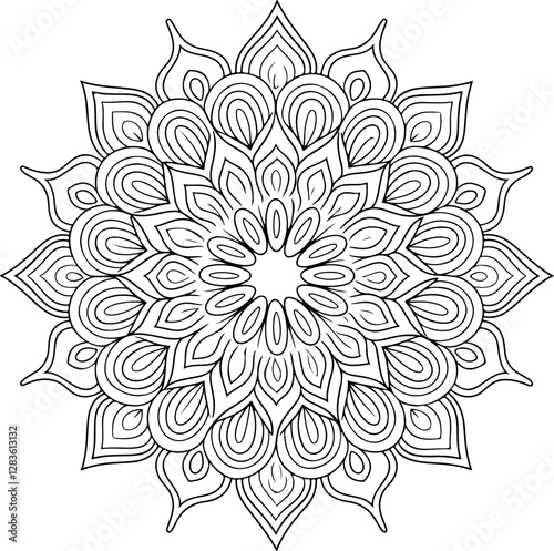 easy mandala design with clean lines for coloring book, tattoo and henna design, creative mandala art, mandala design for adults coloring book