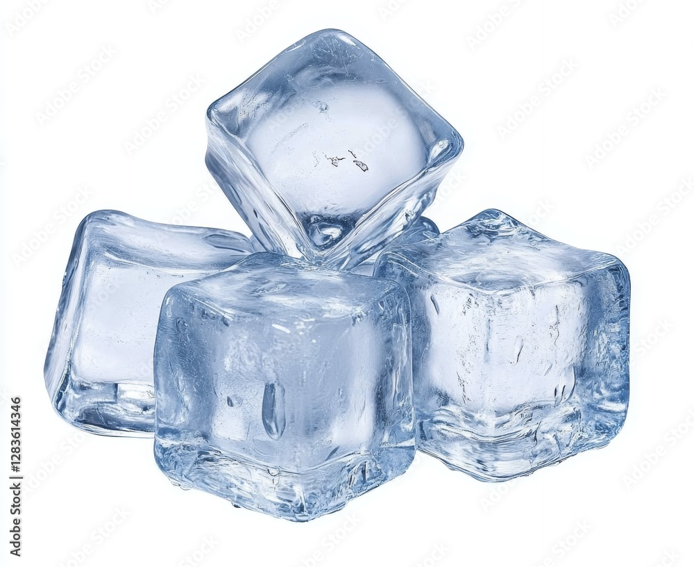 Obraz premium Translucent Ice Cubes on White Background