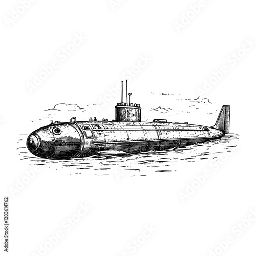 Vintage submarine vehicle vintage art vector