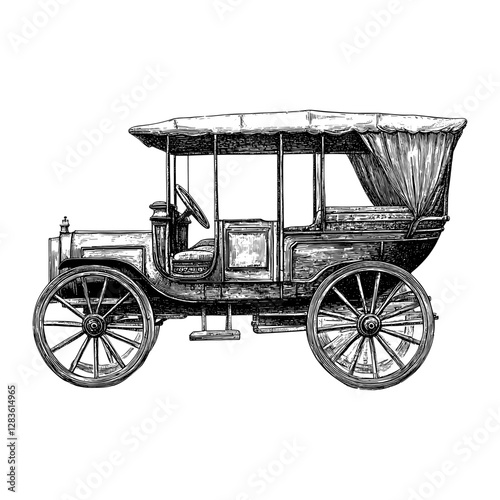 Western carriage vehicle drawing black vector