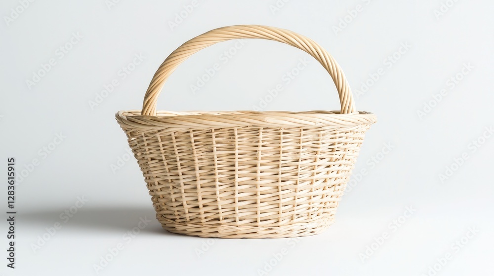 Empty wicker basket on white background Empty wicker basket on white background