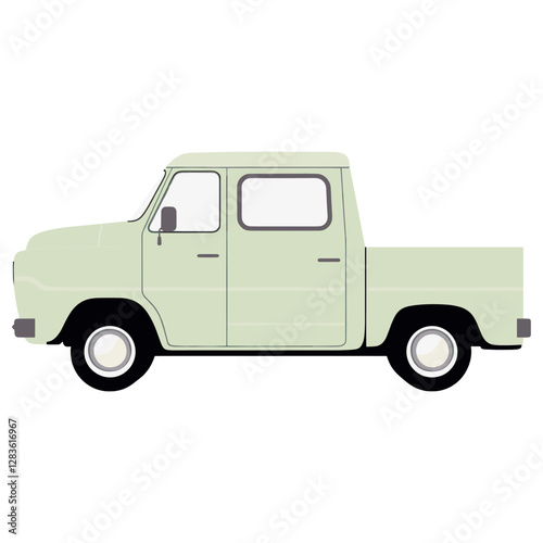 Small pick up truck illustration minimalist vehicle vector