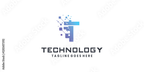 Letter T logo design for technology