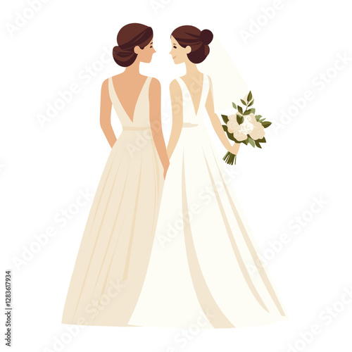 LGBT bride wedding dresses illustration vector