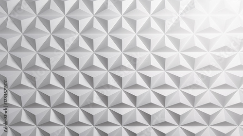  Geometric Patterned Wall with 3D Diamond Shapes in Monochrome Gray