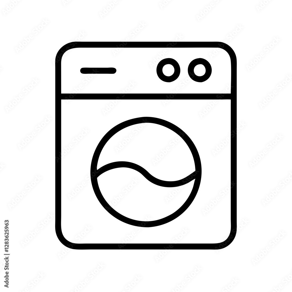 Washing machine icon in black outline style Washing machine icon in black outline style