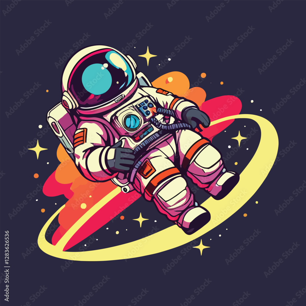 Cartoon Astronaut Floating in Space - Kids Illustration Cartoon Astronaut Floating in Space - Kids Illustration
