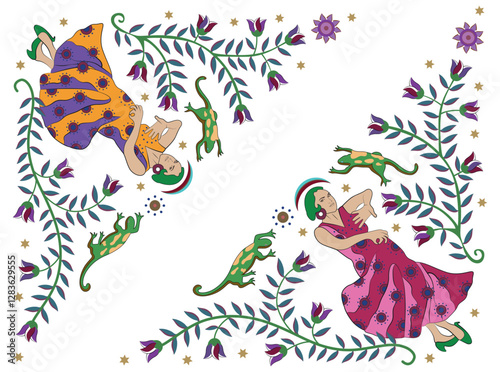 Wallpaper Mural classical Dancing women vector Torontodigital.ca