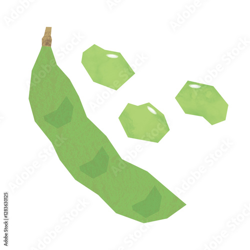切り絵風のえだまめ