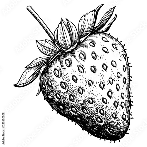 Strawberry art drawing sketch vector