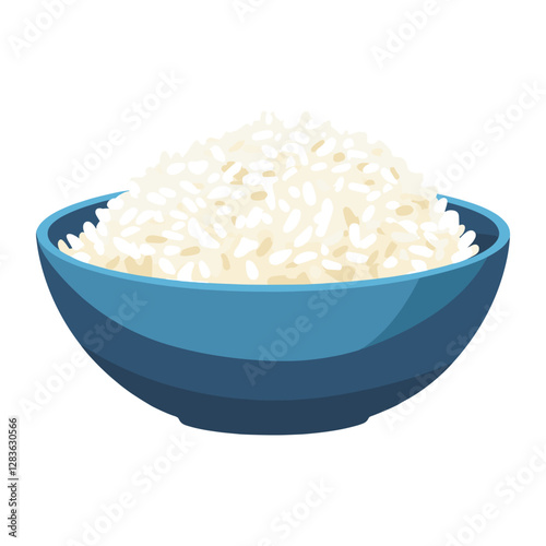 Rice in a bowl illustration white food vector