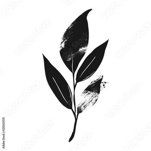 Leaf plant shape drawing black art vector