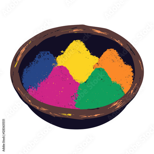 Bowl with powder colors holi celebration colorful vector
