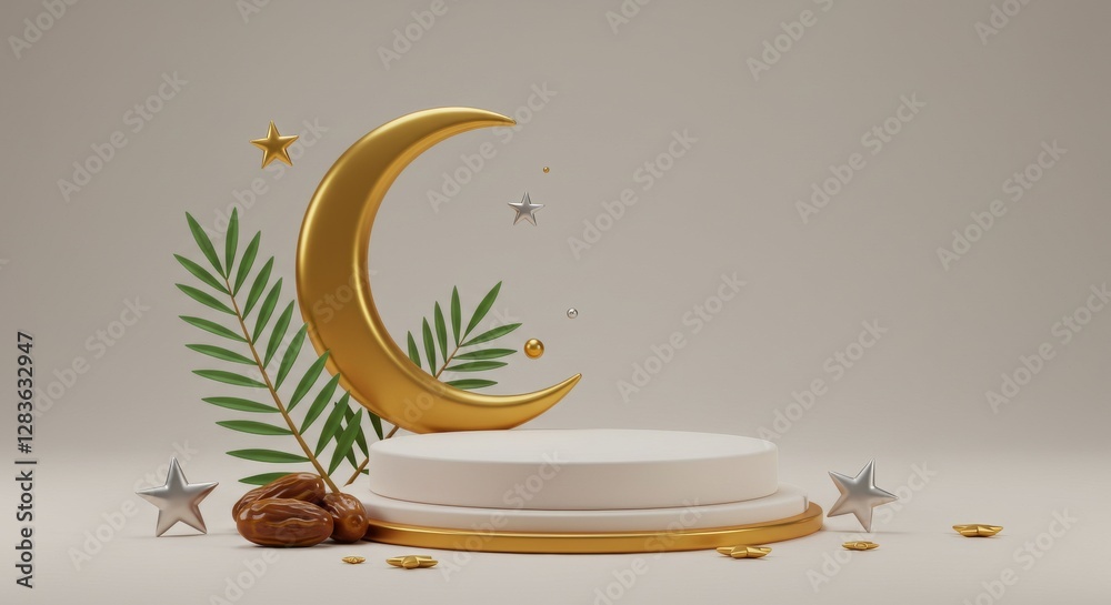 3D Rendering Ramadan Islamic Podium background for Product Display Stock Illustration 3D Rendering Ramadan Islamic Podium background for Product Display Stock Illustration