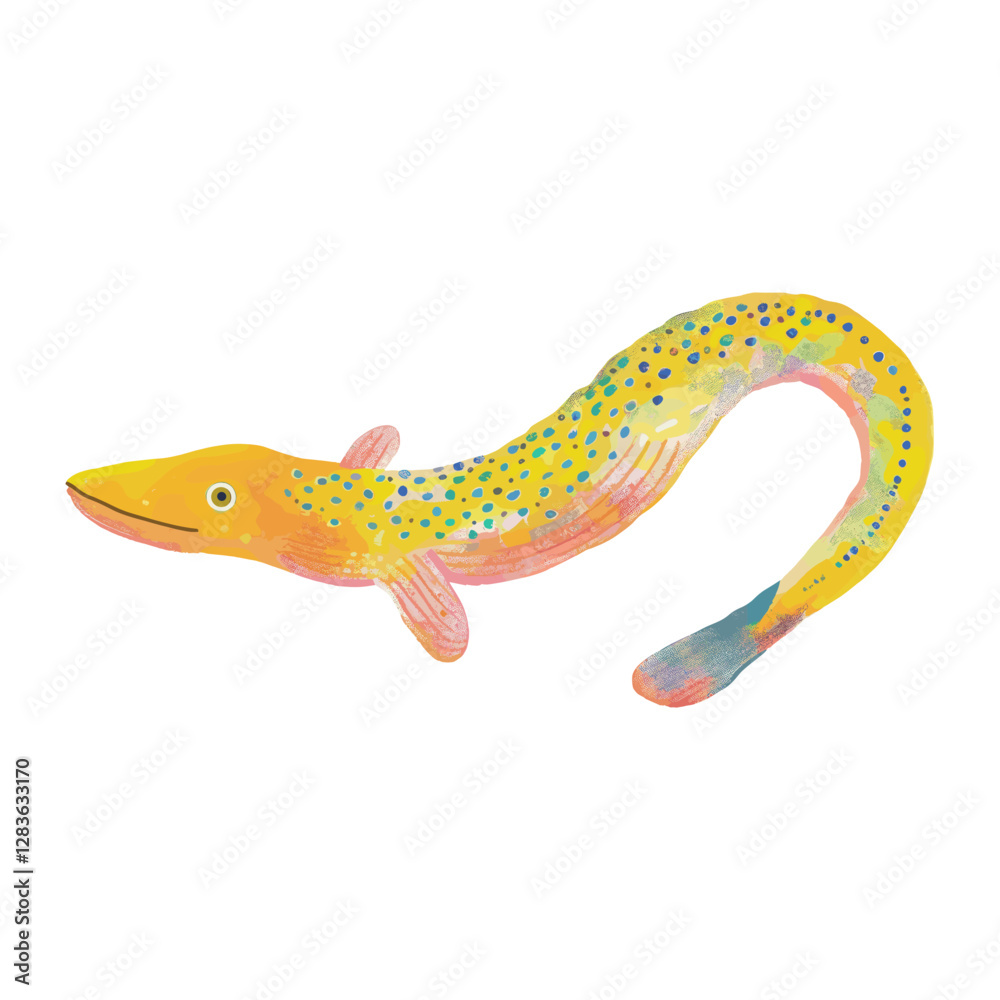 Naklejka premium Cute eel illustration underwater colorful vector