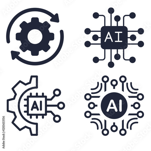 set of vector artificial intelligence icons
