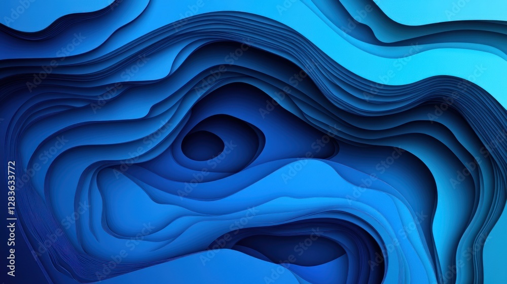 Fototapeta premium Abstract layered paper cut background with 3D realistic effect and blue color