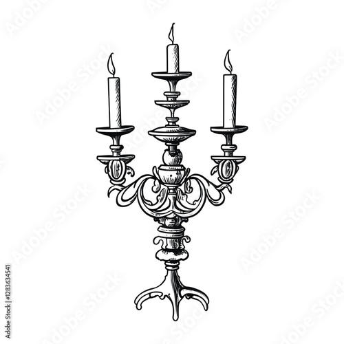 Hand drawn doodle individual antique cand elegant candle black vector