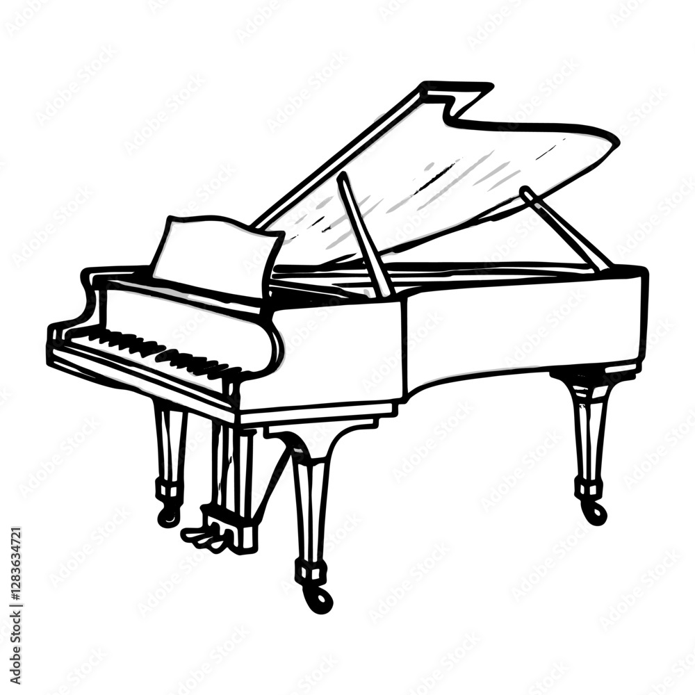 Hand drawn individual Grand piano elegant grand black vector Hand drawn individual Grand piano elegant grand black vector