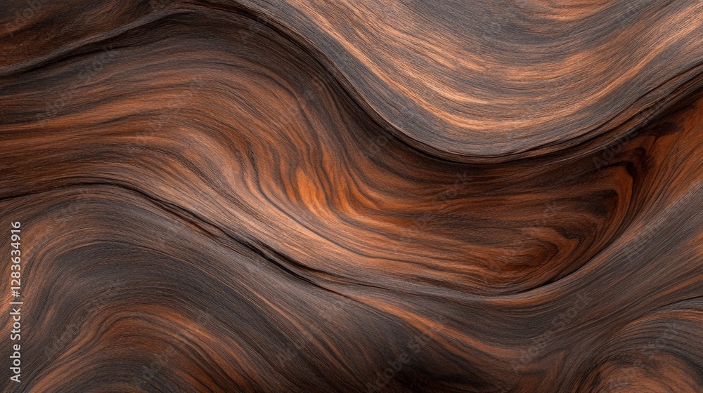 Rich, swirling wood grain texture in deep browns and blacks. A natural abstract background. Rich, swirling wood grain texture in deep browns and blacks. A natural abstract background.