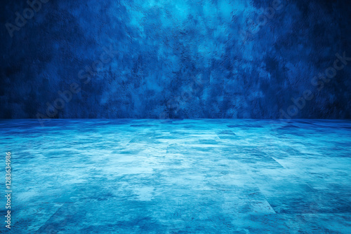 empty room with dark blue Concrete background for product displayed