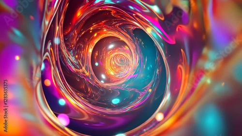 A swirling vortex of vibrant, colorful lights creating a mesmerizing abstract pattern