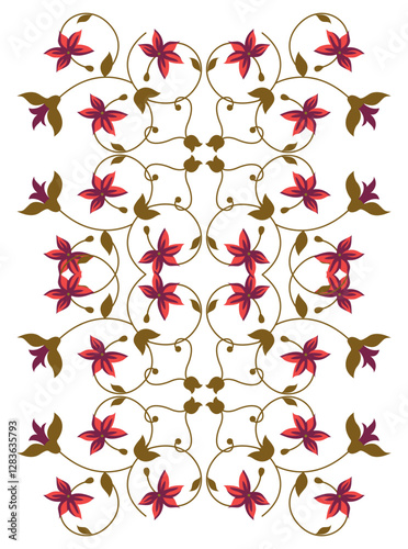 Mughal floral motif vector art