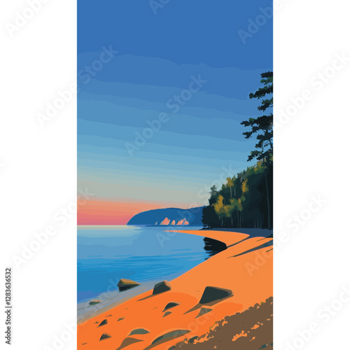 Summer landscape illustration wallpaper scenery vector