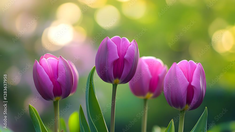 Purple tulips, green stems, macro photography
Purple tulips, green stems, macro photography
