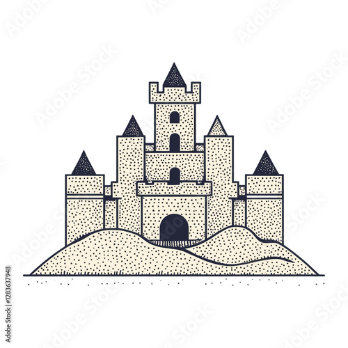 Sand castle architecture illustration drawing vector