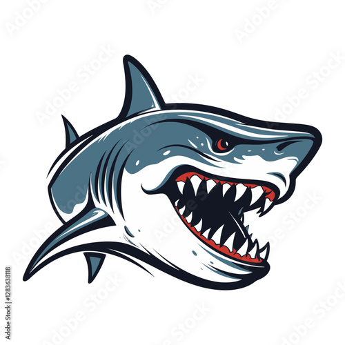 Shark head retro logo illustration animal dangerous vector