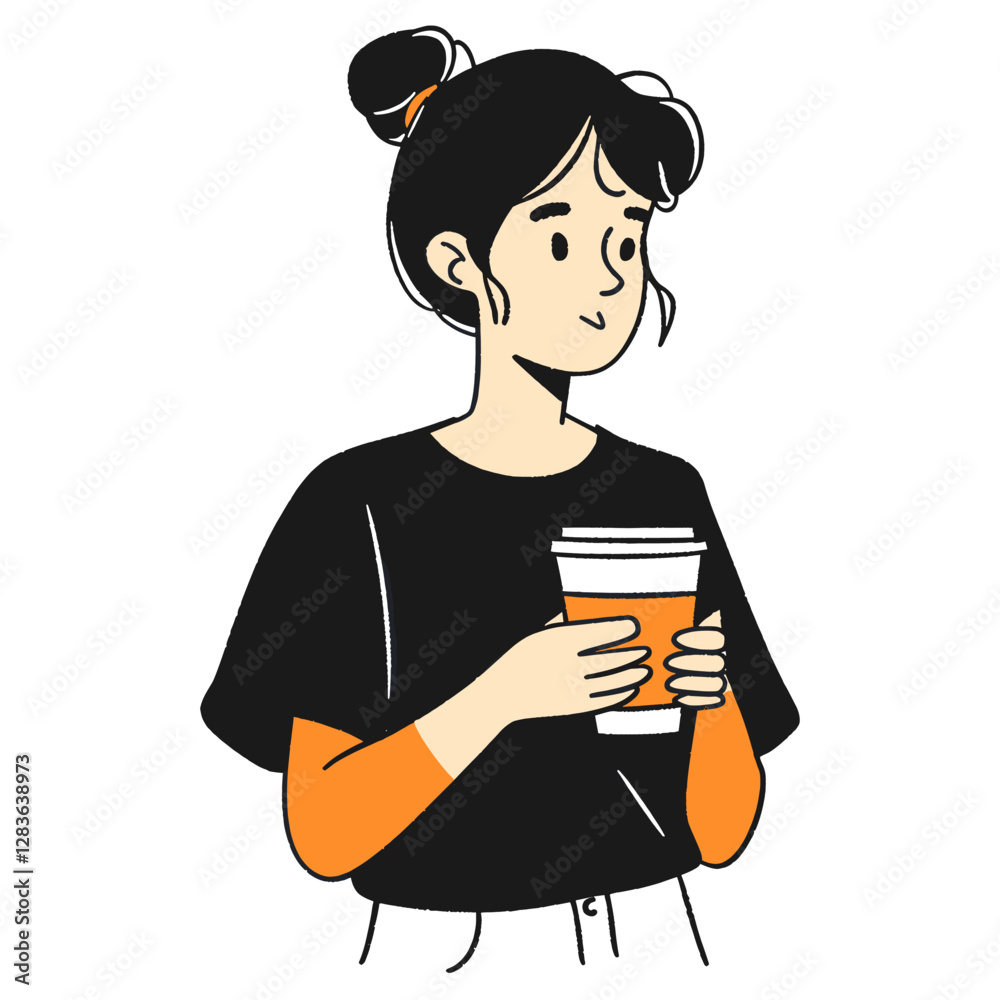 Women holding coffee cup woman beverage black vector Women holding coffee cup woman beverage black vector