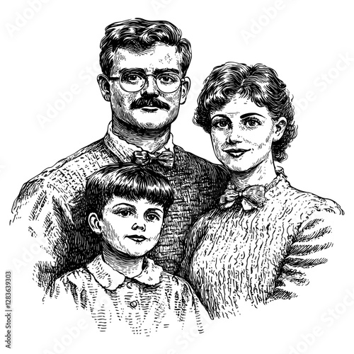 Family portraits art illustrated accessories vector