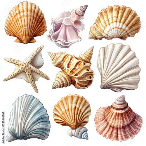 Collection of Seashells and Starfish