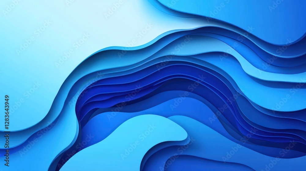 Fototapeta premium Abstract blue layered waves background for creative designs and concepts