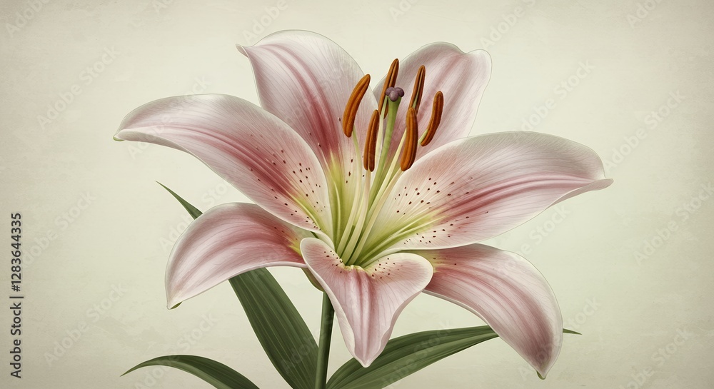 Naklejka premium Pink lily flower showcasing its vibrant details and elegant structure