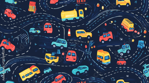 seamless pattern with colorful car