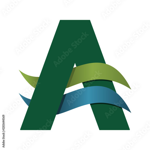 3d letter a with air going through it, nature logo template.