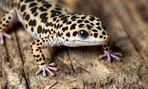 Leaopard Gecko Closeup on Wood